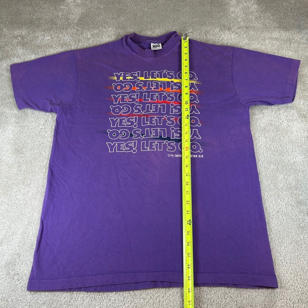 Vintage‎ 90s Jesus T-Shirt Men's XL Purple Yes Lets Go The Continentals USA Made - Picture 10 of 11